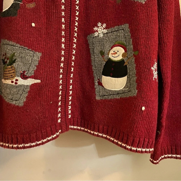 Croft & Barrow XL red Holiday sweater w/full zip front closure w/toggle pull. - Picture 7 of 9